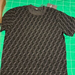Fendi Black and Gray Monogram Tee